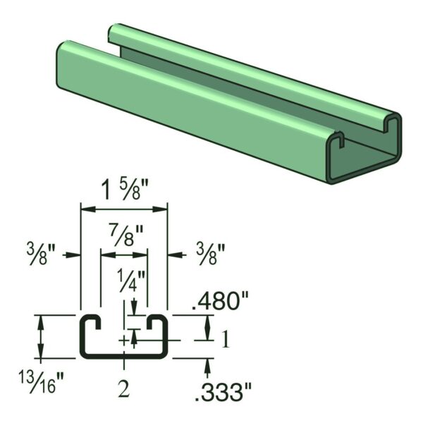 Canales Strut P4100 Bajo Liso de 13/16”x1-5/8” UNISTRUT - Mabelec